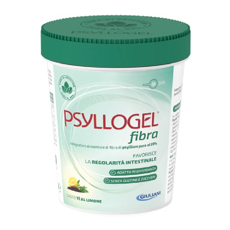 Psyllogel fibra: integratore di fibra di psyllium pura 99% con tè gusto limone. 38 dosi, 170 g